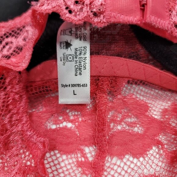 French Affair Floral Pink Lace Push-up Bodysuit Lingerie Sz Large - Picture 15 of 16